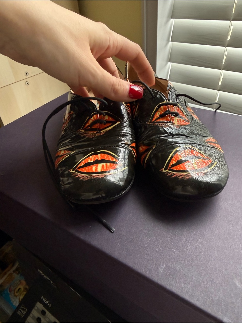 Prada Lips Print Lace-Up Shoes – Size 37 👠🖤🧡 - Picture 9 of 11